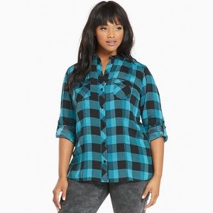 Torrid Plaid Challis Camp Shirt